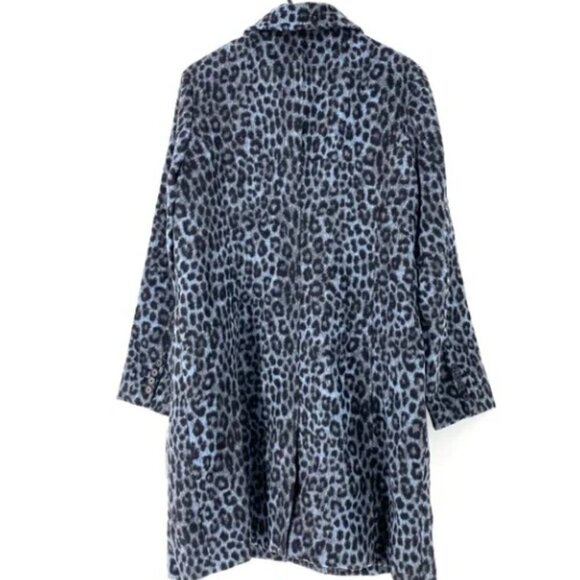 BCBGeneration Women's Wool Blend Leopard Notch Lapel Felted Coat - L - Picture 4 of 7